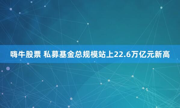 嗨牛股票 私募基金总规模站上22.6万亿元新高